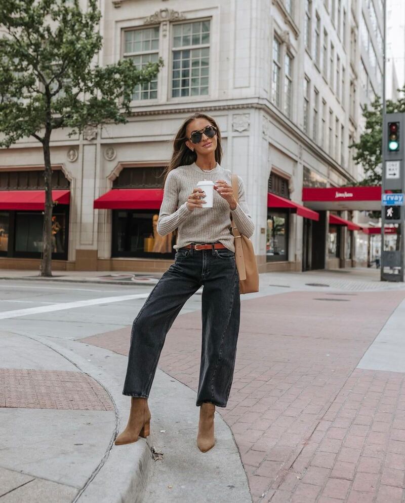 Jeans boho con botines o tacones