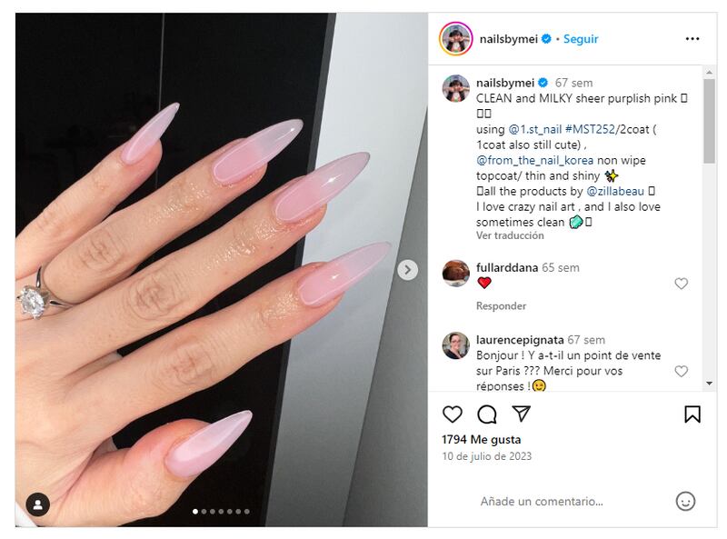 Las 'sheer pink nails' sientan bien a todas y ofrecen una estética de chica refinada