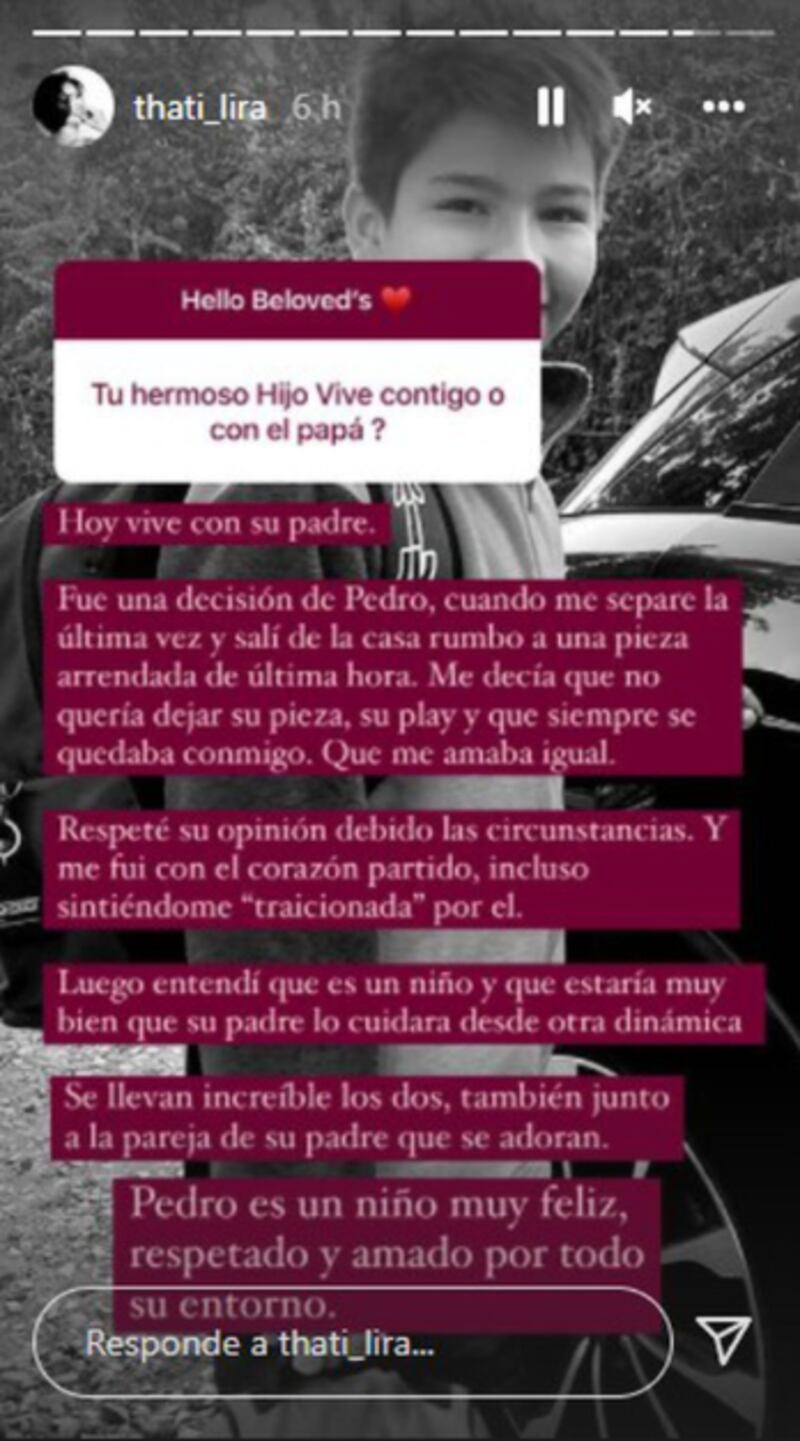 Thati Lira por crianza de su hijo Pedro