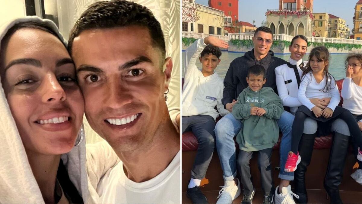Cristiano Ronaldo y Georgina Rodríguez junto a cuatro de sus cinco hijos