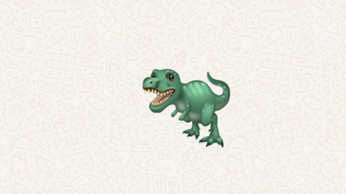 Una imagen del emoji de dinosaurio verde en WhatsApp