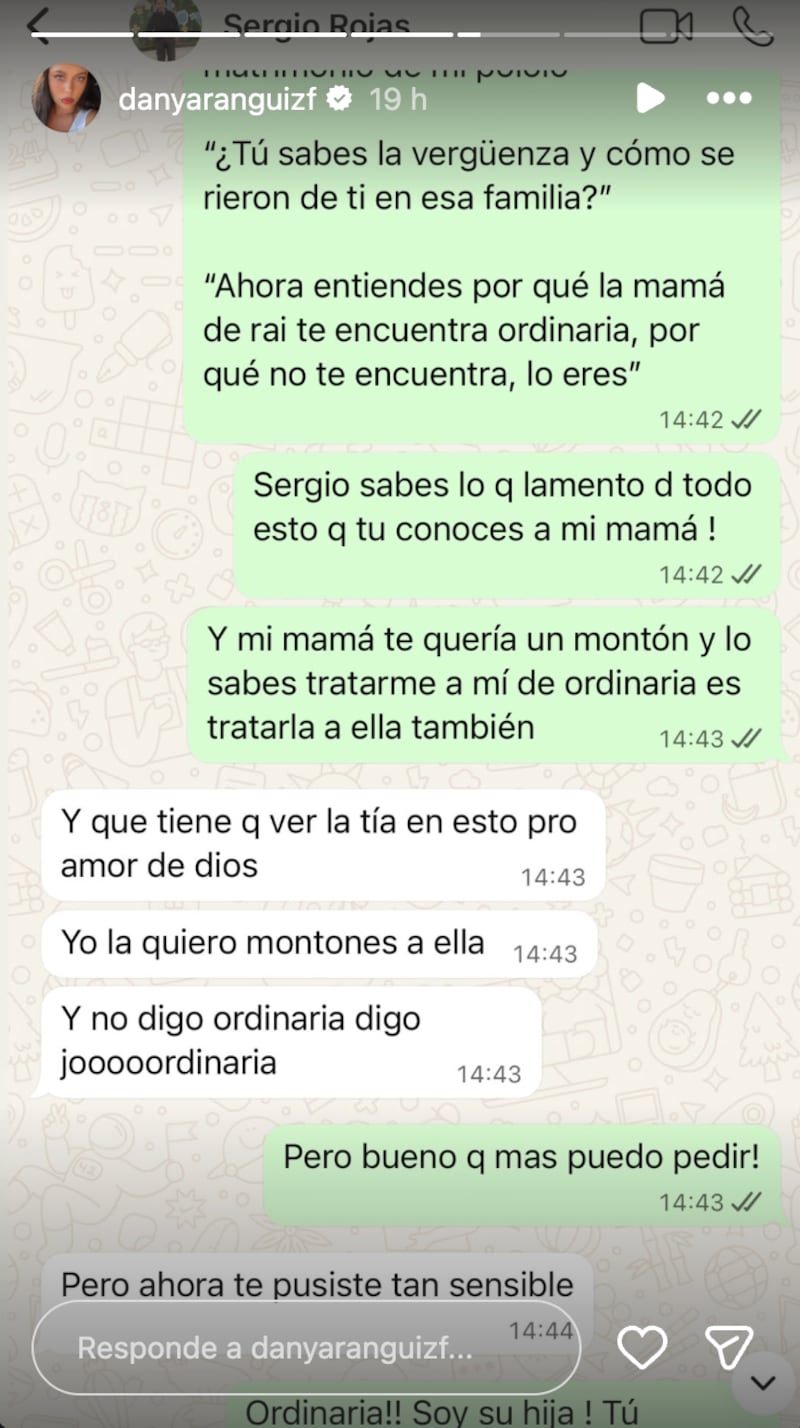 Pelea entre Sergio Rojas y Daniela Aránguiz | Fuente: Instagram @danyaranguizf