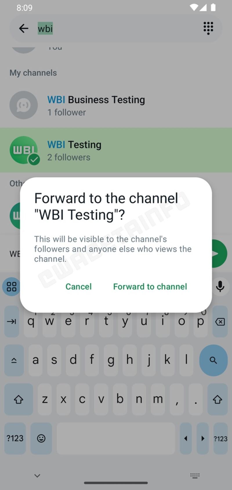 WhatsApp reenvío de canales Wabetainfo