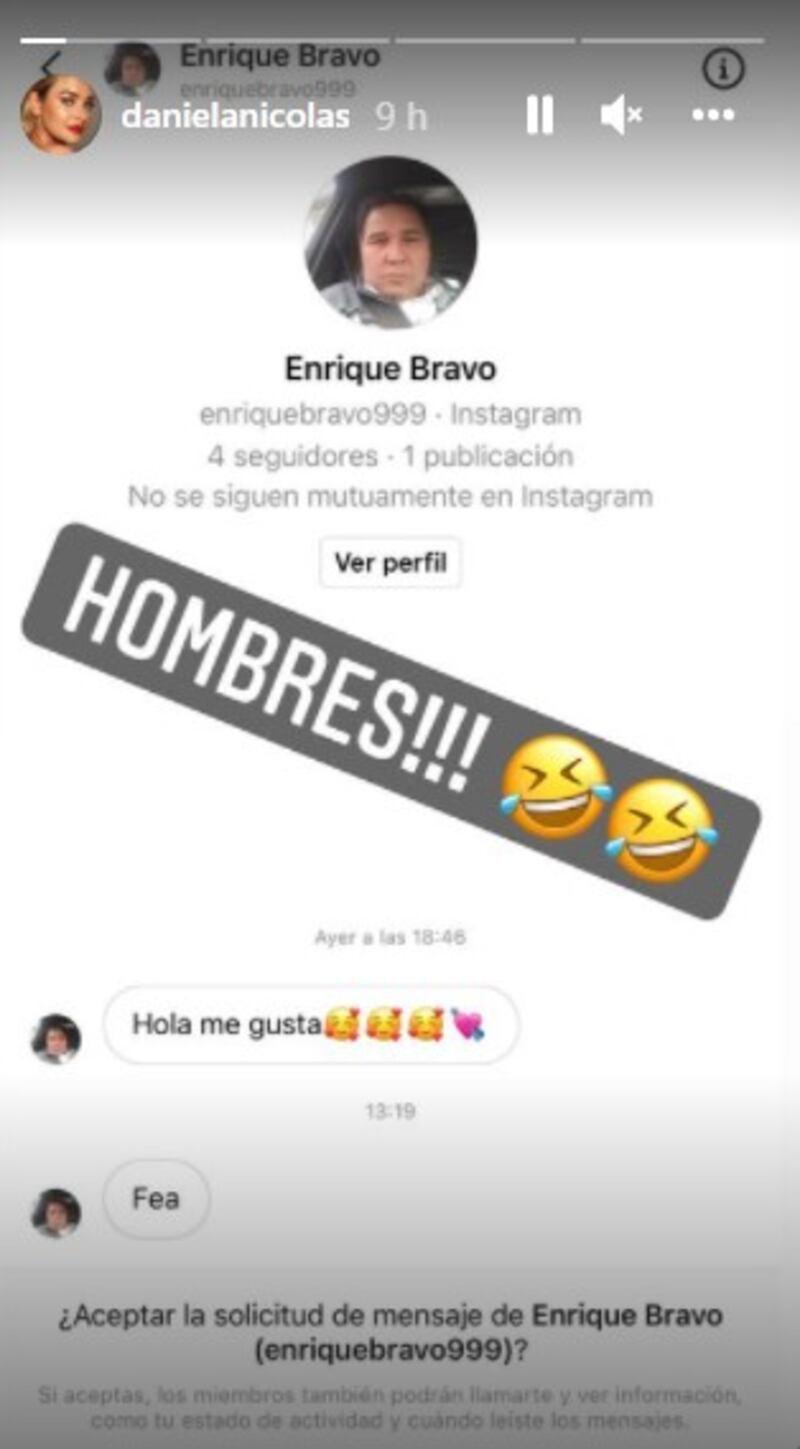 Daniela Nicolás expuso los desagradables mensajes que le envió un desconocido