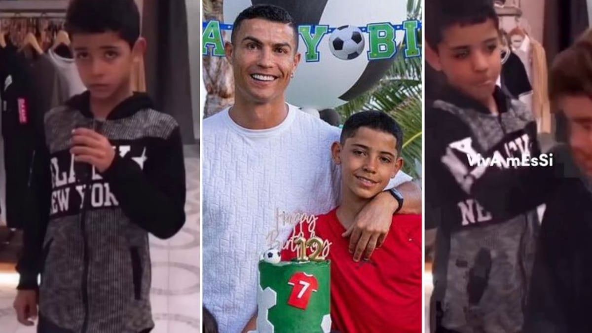 Cristiano Ronaldo Jr. dio un manotazo a otro niño que habría exclamado "viva Messi" mientras daba un discurso