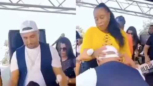 “Acosadora”: mujer se sube al escenario y le muerde las partes intimas a cantante vallenato