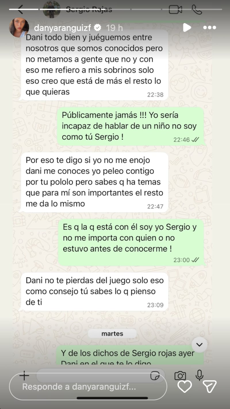 Pelea entre Sergio Rojas y Daniela Aránguiz | Fuente: Instagram @danyaranguizf