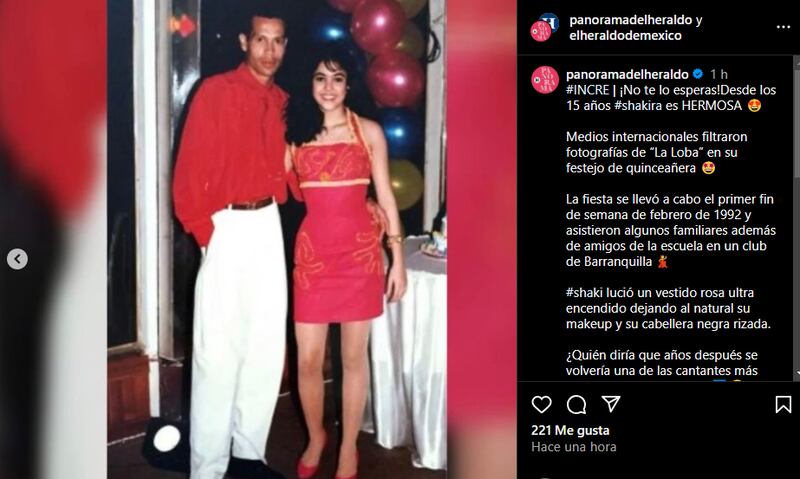 Shakira escogió un vestido rojo para su quinceañera