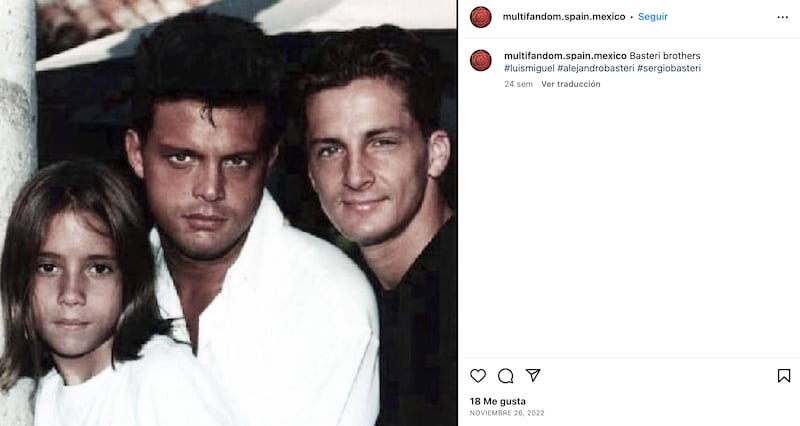 Luis MIguel junto a sus hermanos Alejandro y Sergio Basteri