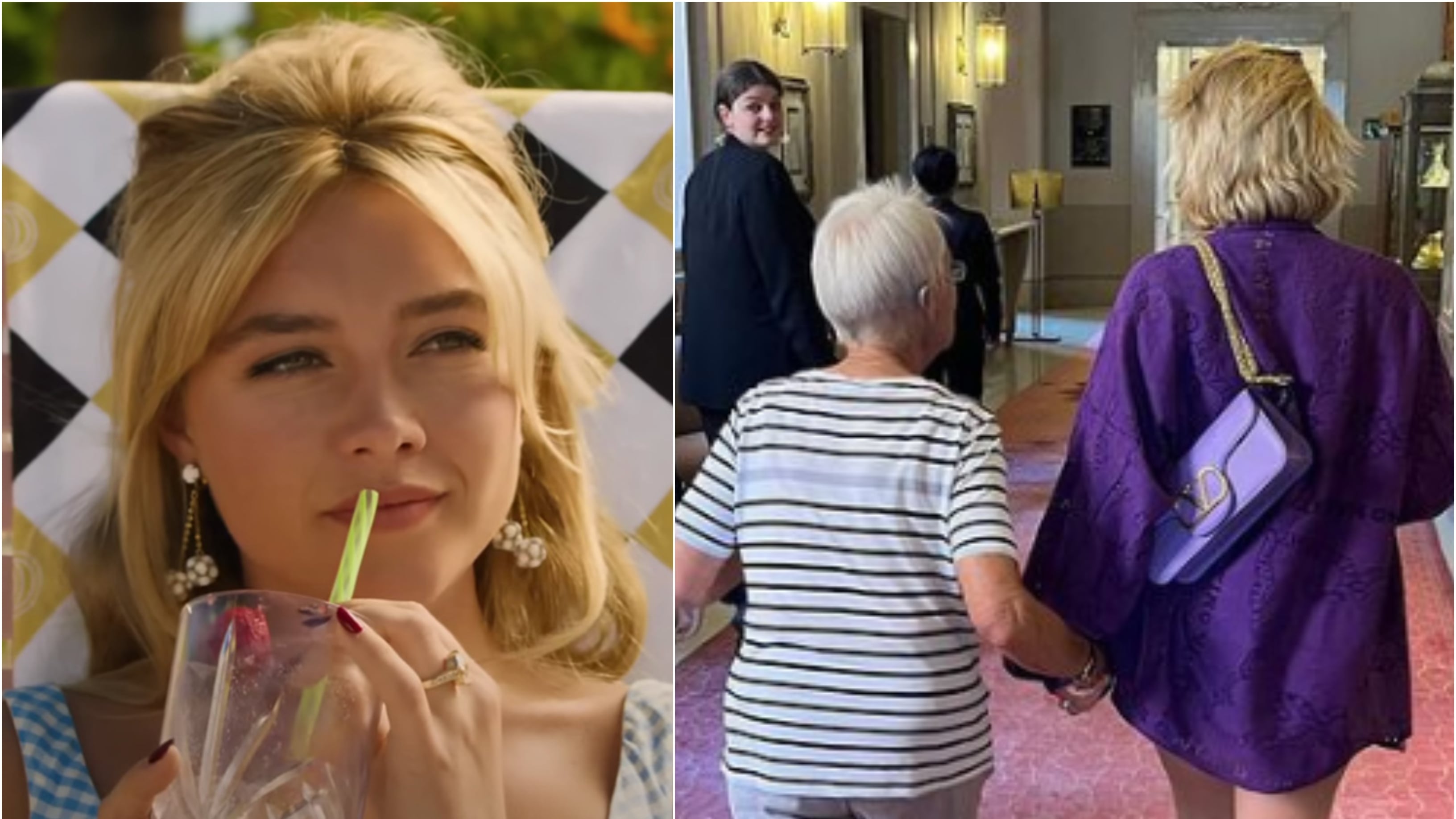 Florence Pugh robó la atención al aparecer de la mano de su abuelita en el Festival de Venecia