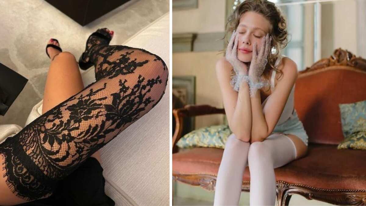 Moda calcetines encaje altos