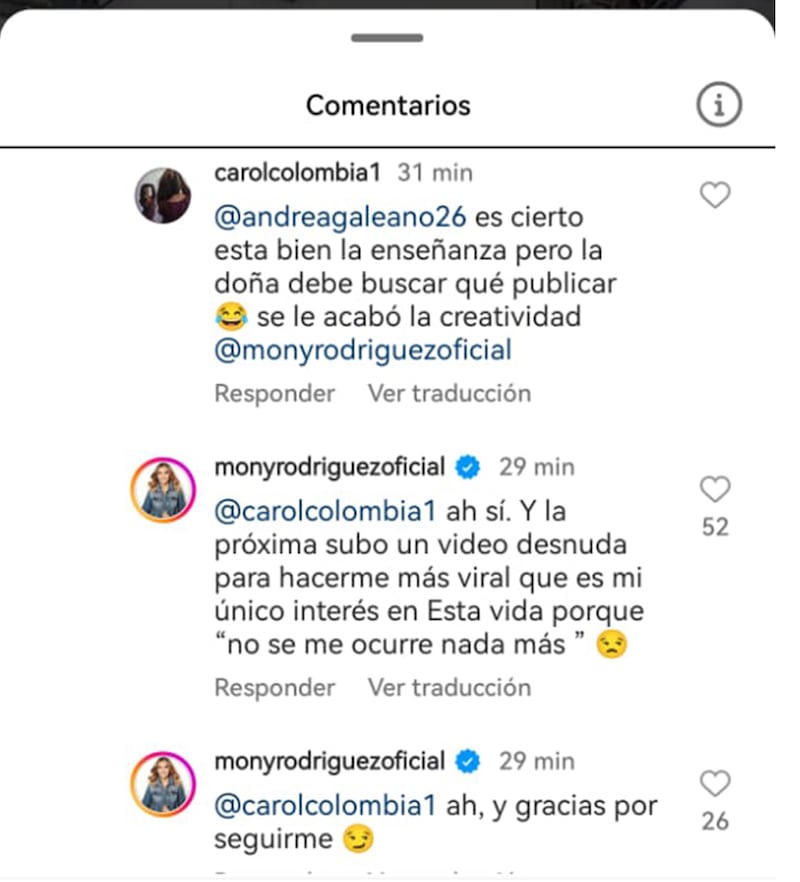 Mónica Rodríguez se pelea con quienes critican sus publicaciones: “será que me desnudo para que me quieran”.
