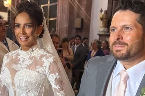 ¡Hecho de luces! El espectacular detalle en el vestido de novia Karla Díaz que pocos vieron