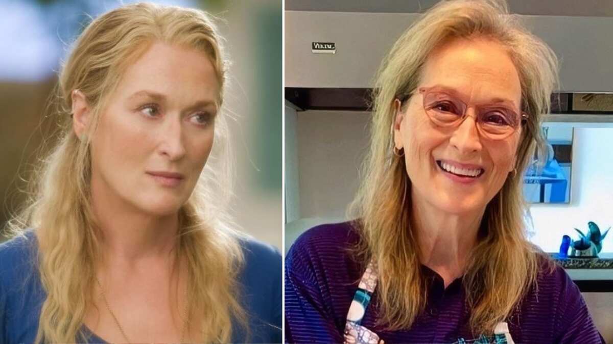 Meryl Streep en 'Mamma mia!' y en una de sus fotos más recientes