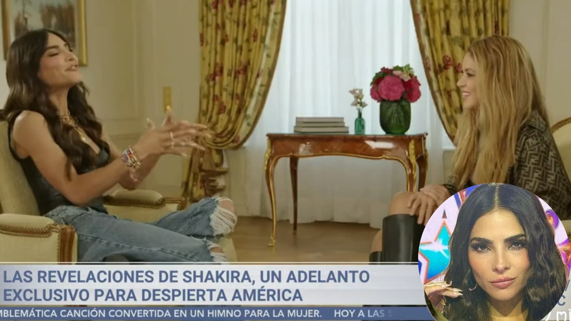 La conductora de televisión entrevistó a Shakira en París.