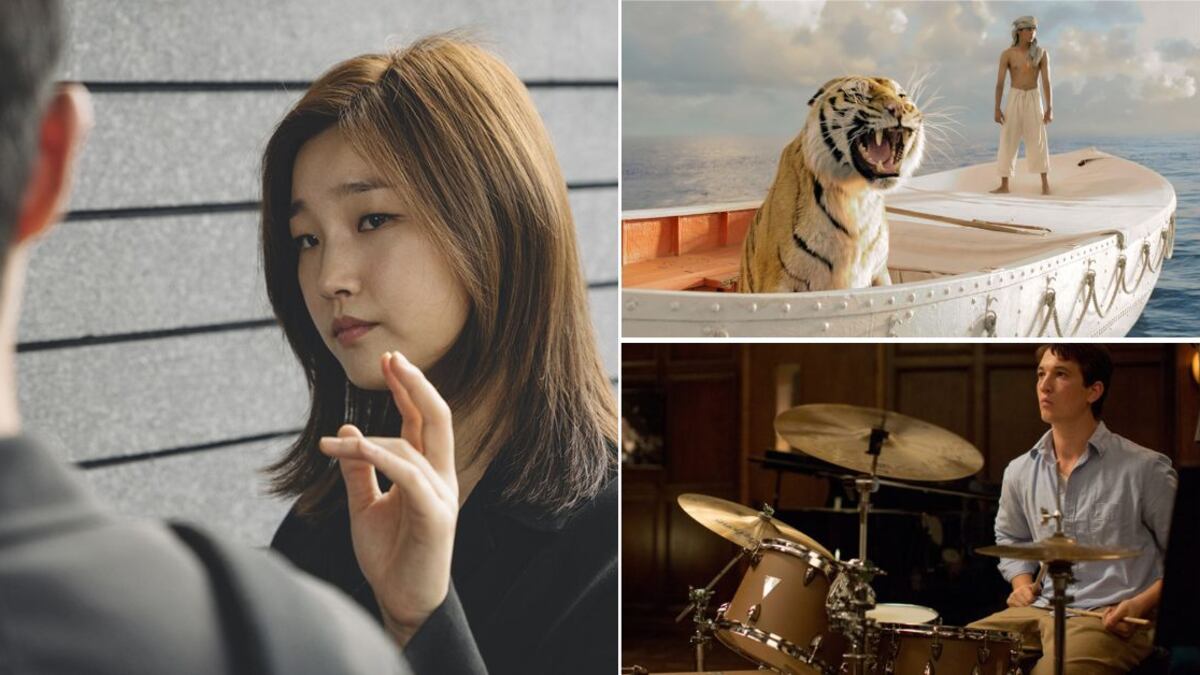 Escenas de las películas Parásitos, Una aventura extraordinaria y Whiplash