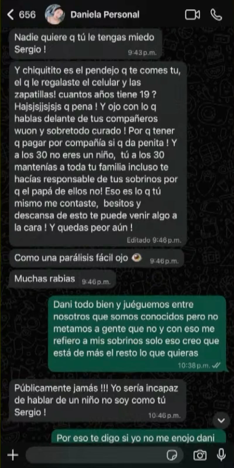 Pelea entre Sergio Rojas y Daniela Aránguiz | Captura: Que te lo digo