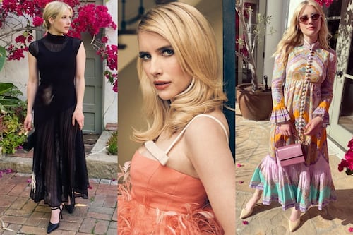 Emma Roberts derrocha elegancia con blusa de animal print y jeans acampanados