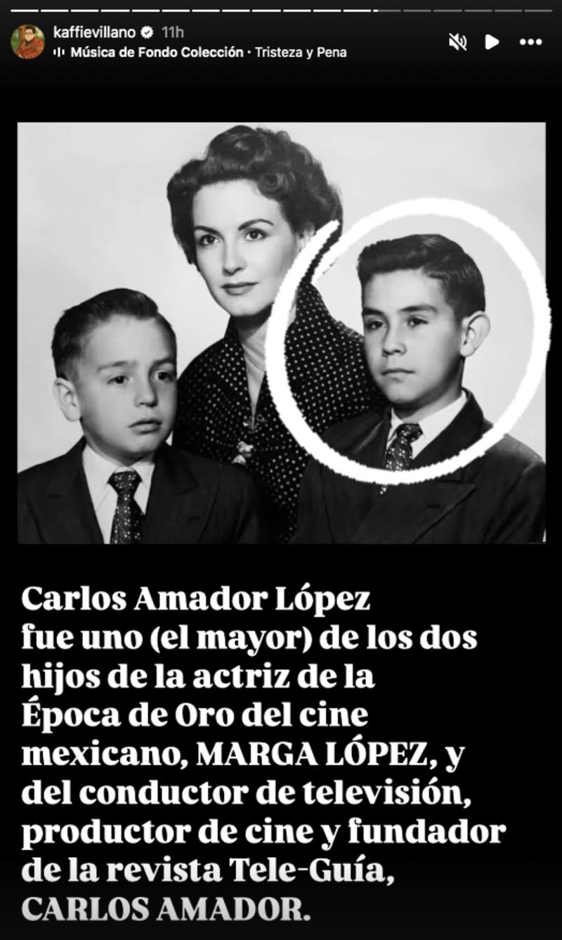 Historias en Instagram de Alex Kaffie sobre la muerte del actor Carlos Amador López