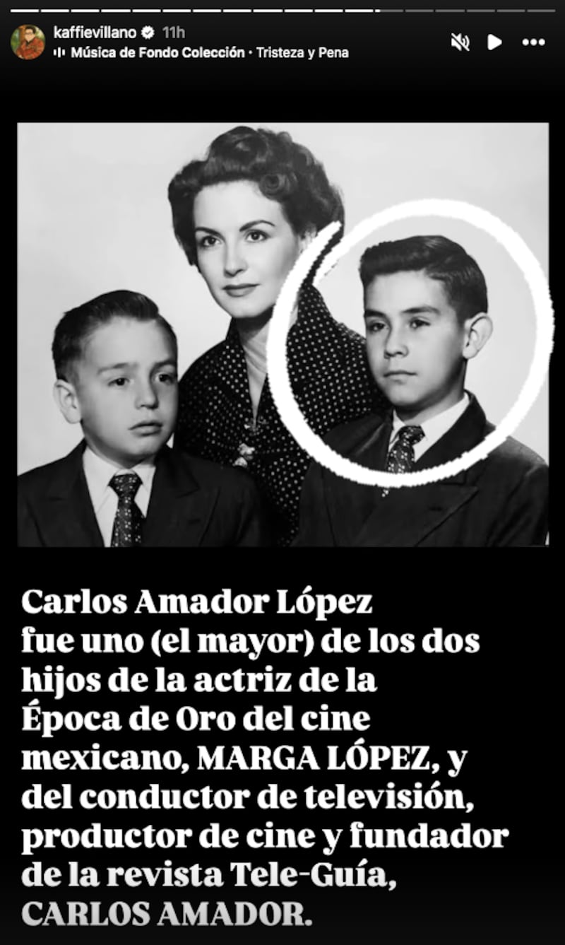 Historias en Instagram de Alex Kaffie sobre la muerte del actor Carlos Amador López