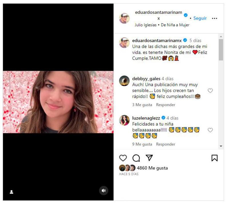 Mayrín Villanueva y Eduardo Santamarina tienen una única hija en común llamada Julia