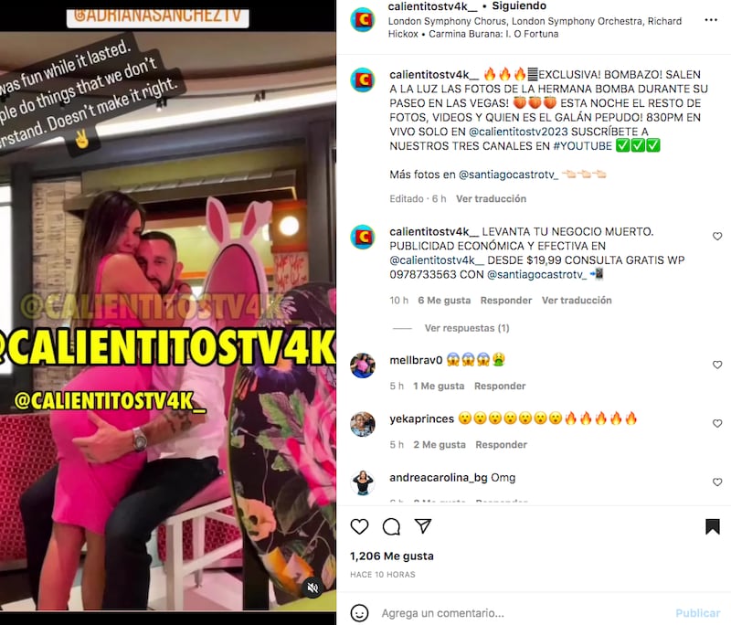 Capturas de pantalla de la página oficial de IG.