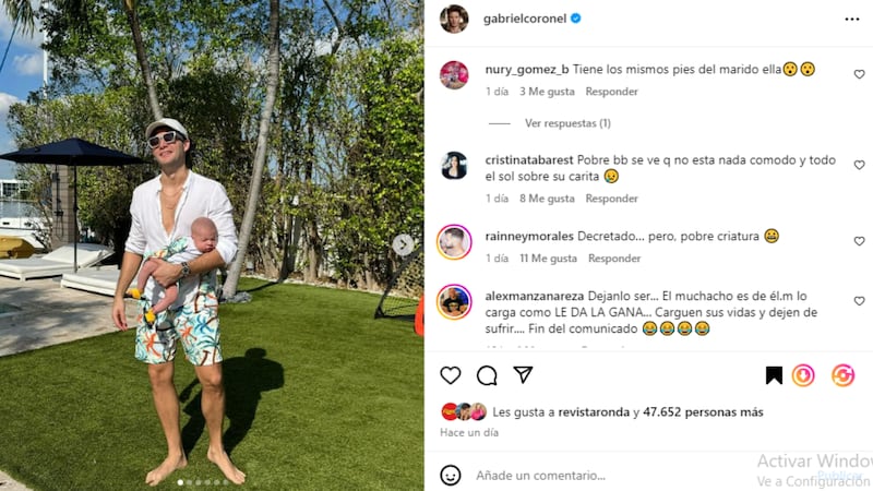 Critican a Gabriel Coronel por la peculiar forma en la que carga a su hijo.