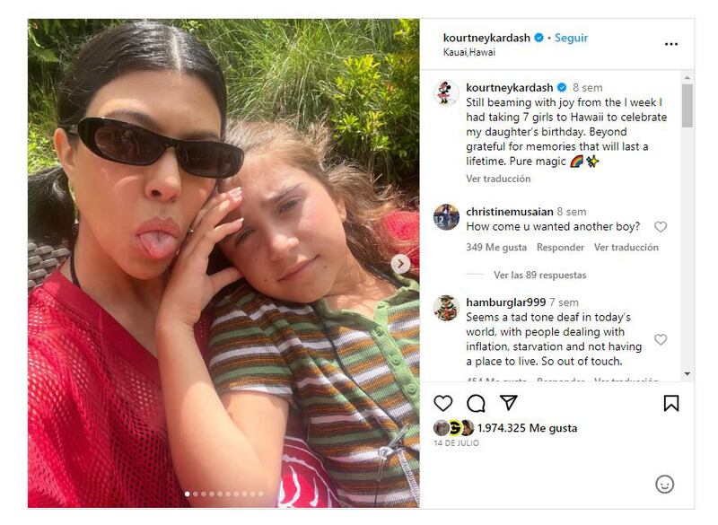 Penelope Disick es la única hija de Kourtney Kardashian