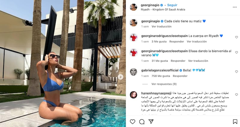 Georgina Rodríguez presumiendo abdomen en bikini.