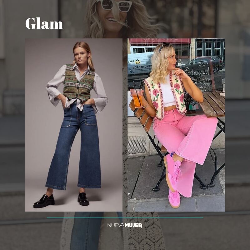 Chalecos boho con jeans.