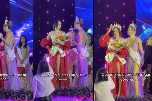 Video: Reina de belleza se niega a entregar la corona y la tira; denuncia que la ganadora le hacía bullying