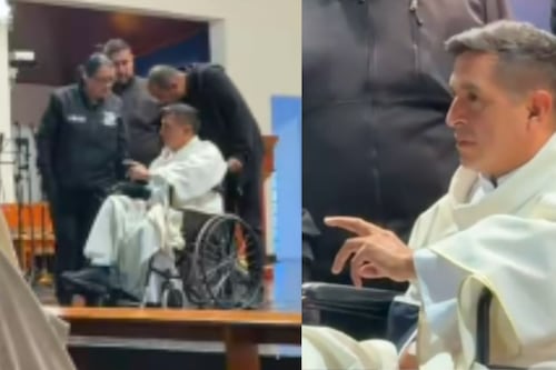 El Padre Chucho tiene con el credo en la boca a sus feligreses al dar misa en silla de ruedas; ¿Qué le pasó?
