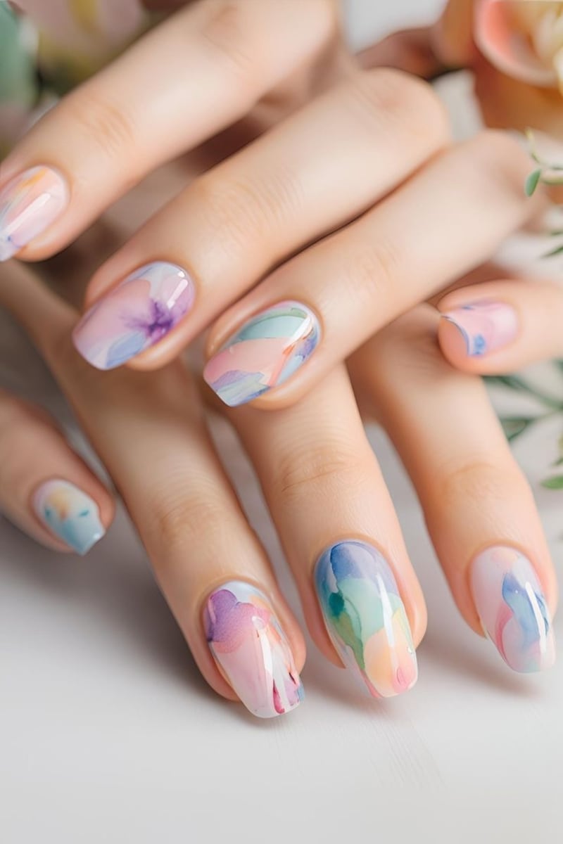 Diseños de uñas acuarela que serán tendencia este 2026