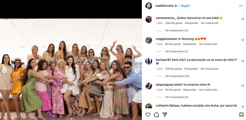 Nadia Ferreira festeja su Baby Shower en compañía de familiares y amigos.