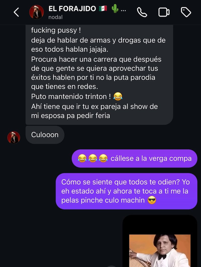 Emiliano Aguilar exhibe conversación con Christian Nodal