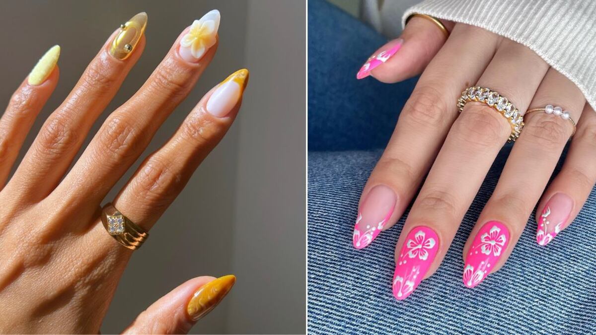 Las uñas con flores de hibisco son todo un éxito durante el verano de 2024