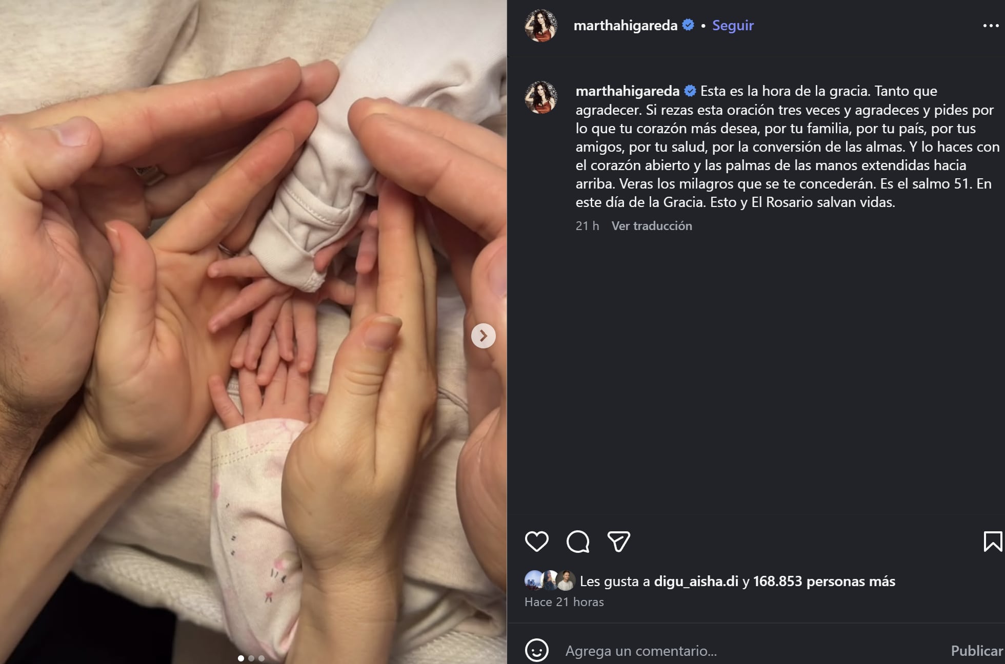 Martha Higareda comparte poderosa oración