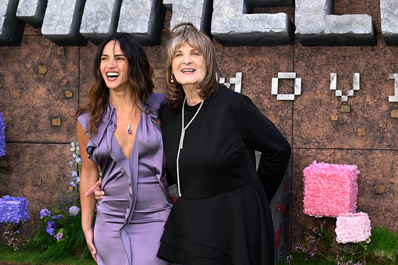 Coni Momoa and Adria Arjona attend the World Premiere of "A Minecraft Movie
