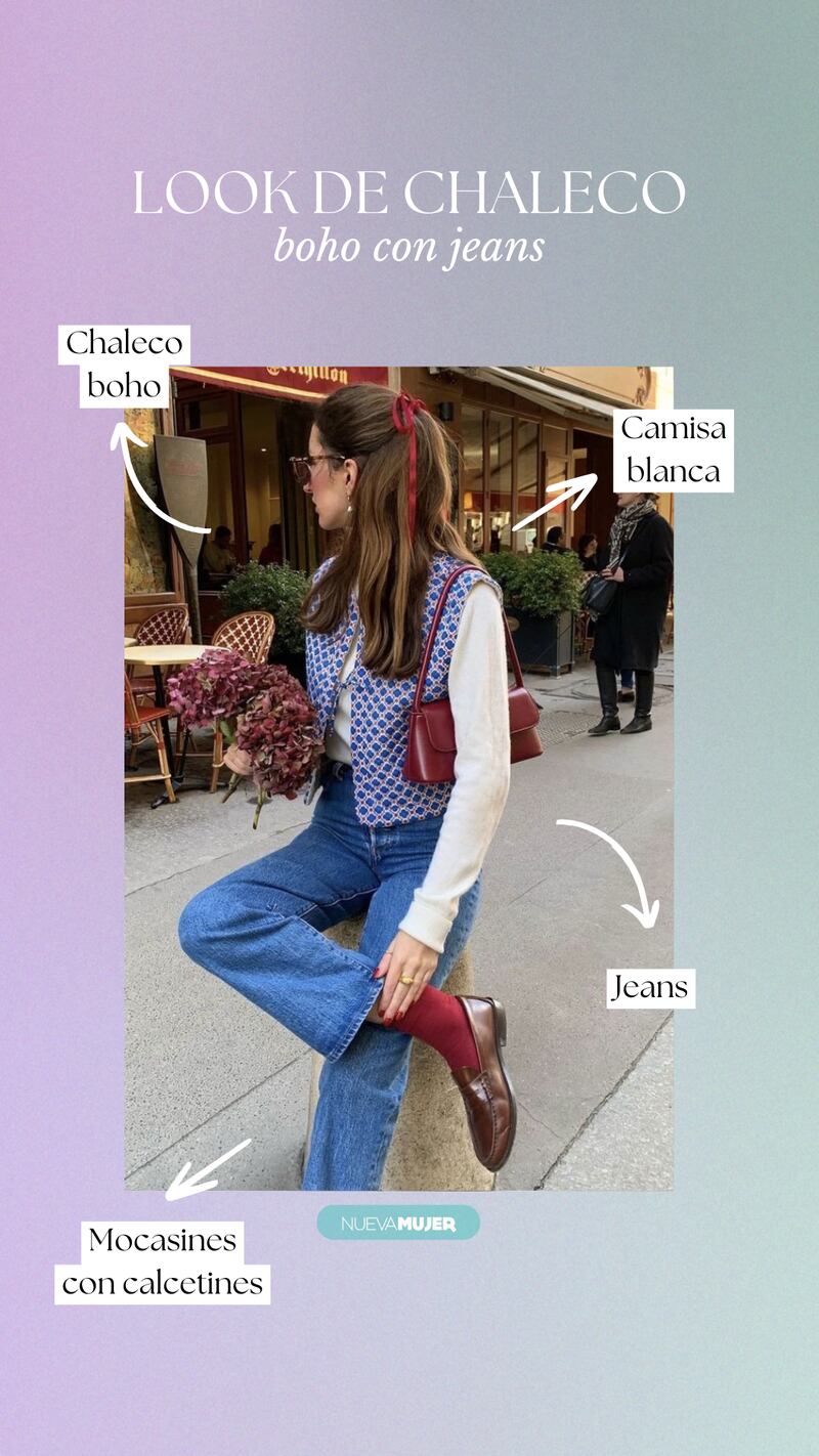 Chalecos boho con jeans.