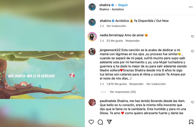 La canción hace referencia a todo su proceso de duelo.