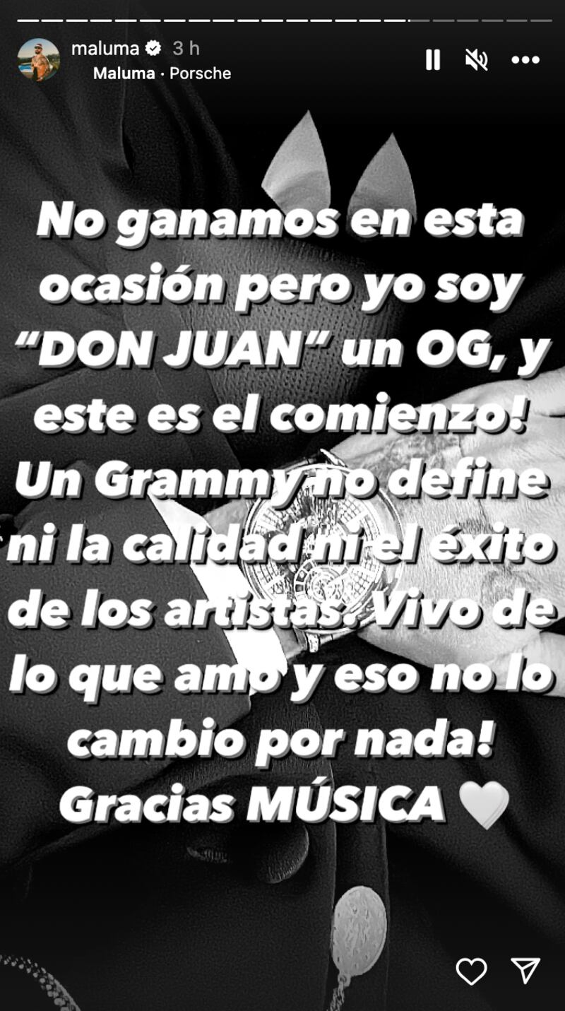 Maluma no gana el Grammy y así reaccionó