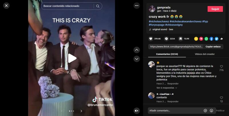 Nicholas Chavez y Chloë Sevigny se besaron en septiembre pasado, pero el hecho causa revuelo ahora