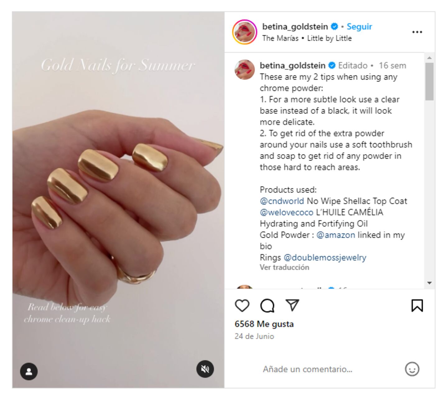 Gold chrome nails 5 ideas de estas uñas para cerrar 2024 Nueva Mujer