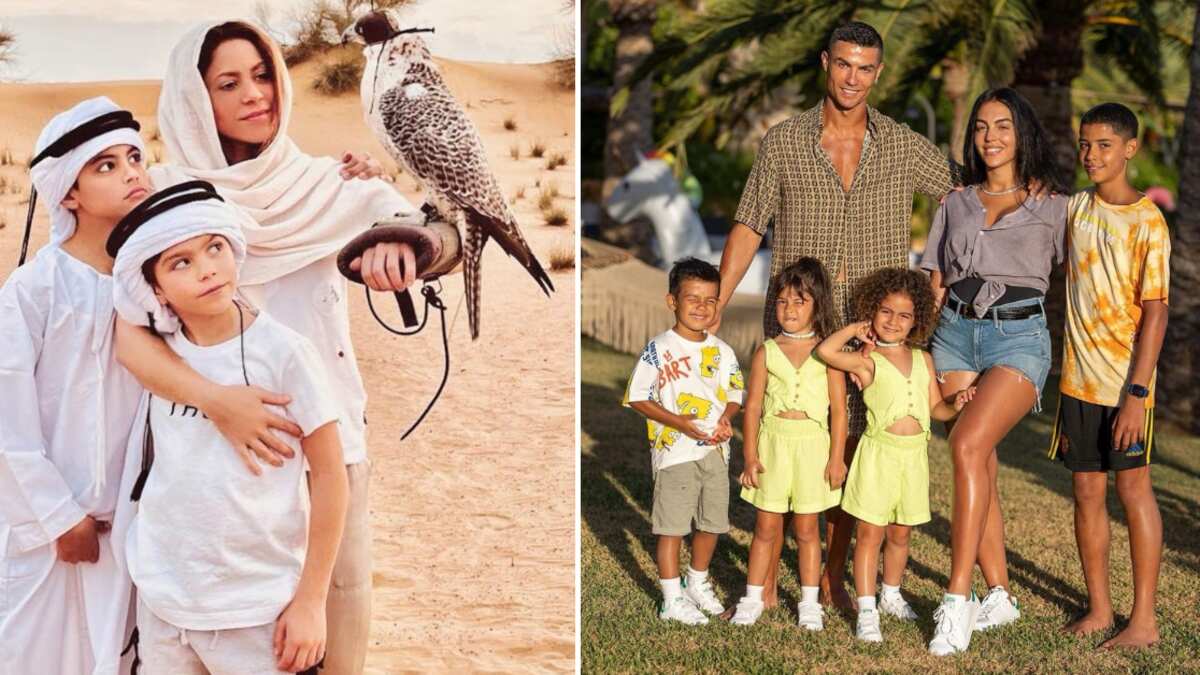 Shakira junto a Sasha y Milán / Cristiano Ronaldo y familia