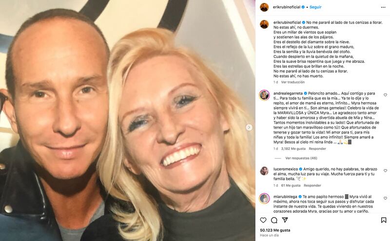 Publicación de Erik Rubín en Instagram