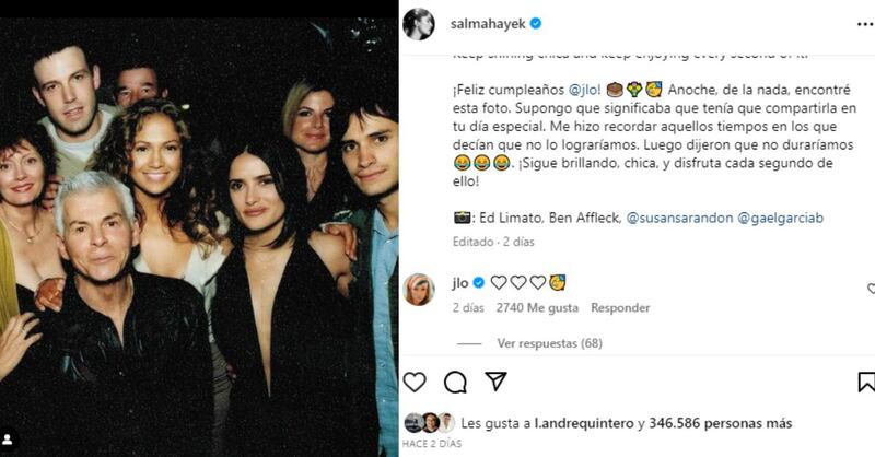 Salma Hayek y JLo juntas en una imagen que tiene varios años