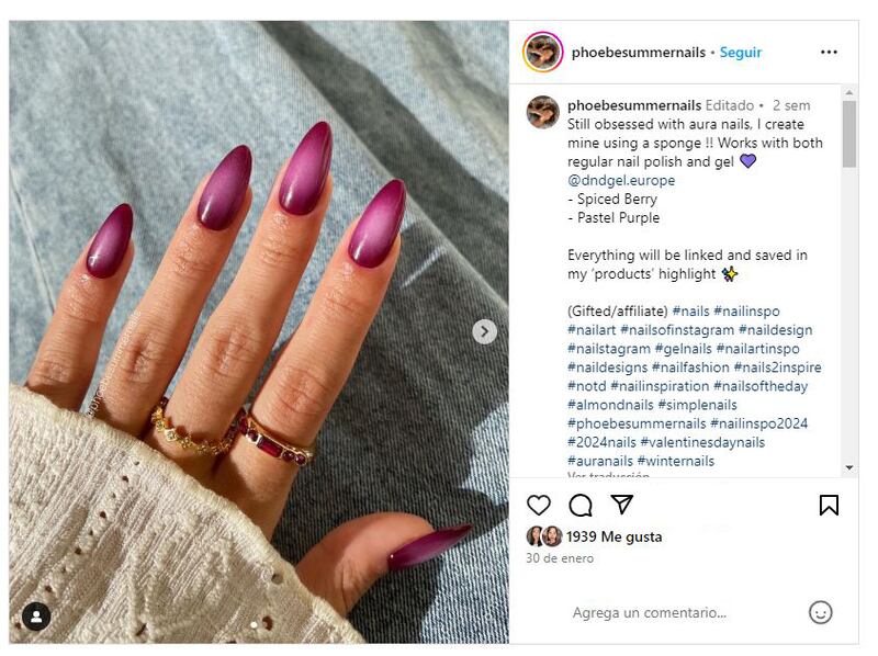 Las uñas aura son una de las tendencias más 'chic' en cuanto a manicura actualmente