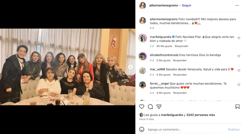 Pilar Montenegro reaparece en redes por Navidad