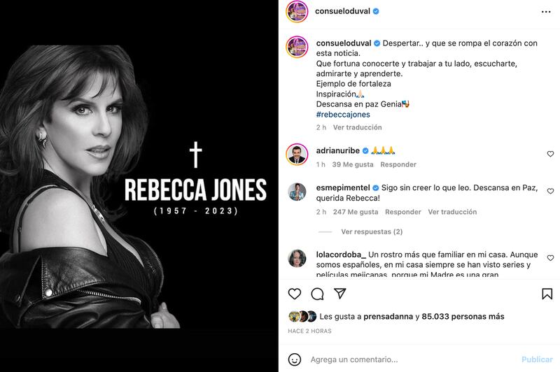 Consuelo Duval se despide de Rebecca Jones