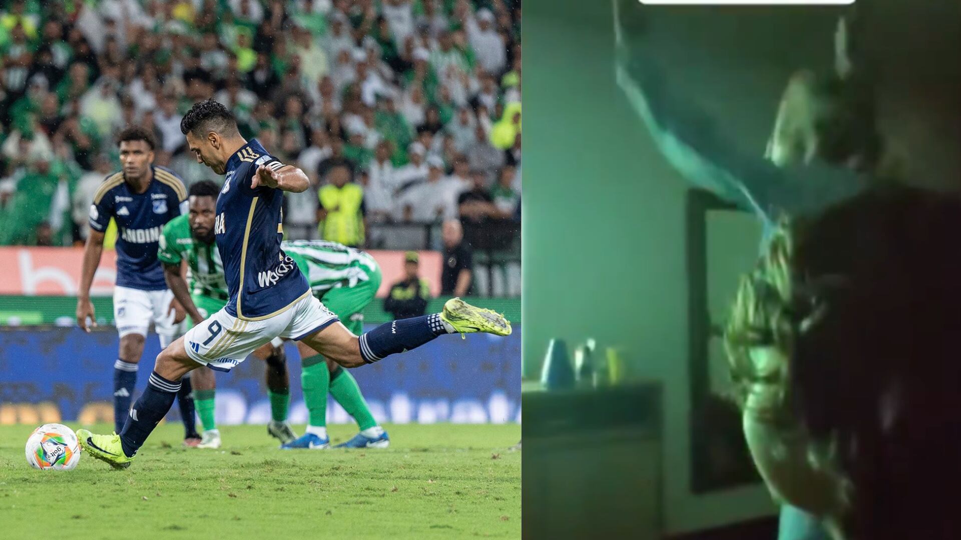 La reacción de los hijos de Falcao a su gol - Fotos: Redes sociales de Millonarios y captura de pantalla